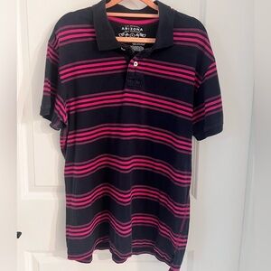 Arizona Jean Company Black and Pink Polo Shirt with Stripes